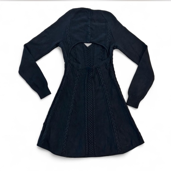 NWT Free People Knit Sweater Dress with Sexy Cut Out Back in Black, Size Large - Picture 3 of 6